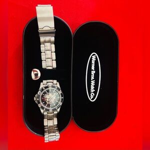 Vintage Warner Bros. Watch Collectible with Silver Tone Bracelet